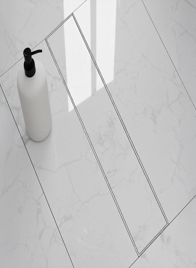 ARQUIN قناة تصريف مياه الاستحمام من أركوين، مقاس 30 × 4 بوصة، تُركّب داخل بلاط الحمام | قناة تصريف مياه الصرف الصحي من الفولاذ المقاوم للصدأ عيار 304، مناسبة لأرضيات الرخام، مزودة بمصيدة للصراصير (سُمك 1 مم) - Image 1